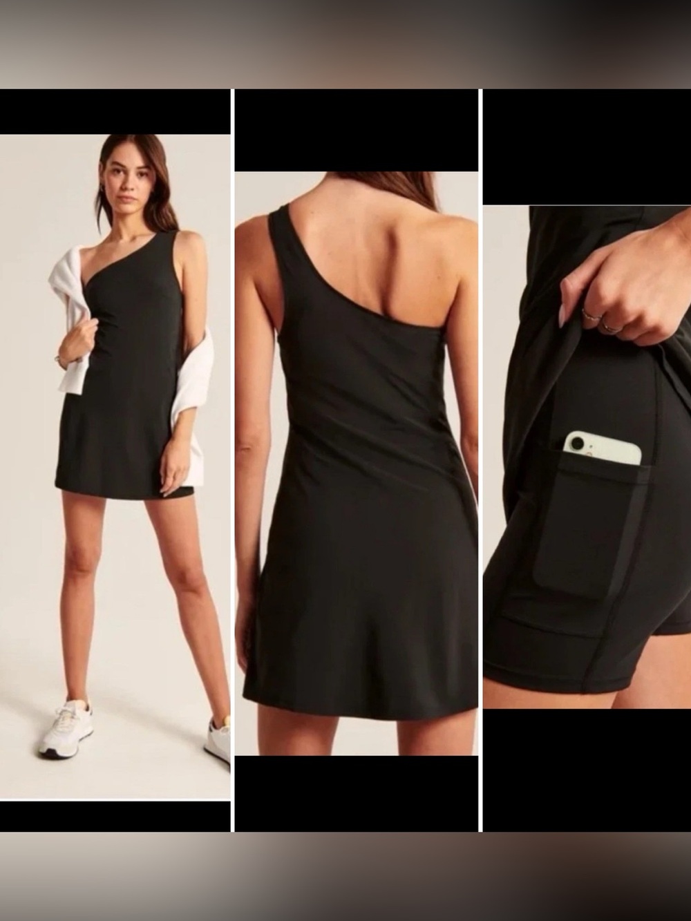 Abercrombie & Fitch One Shoulder Traveler Mini Dress Women's Large Tall Gray